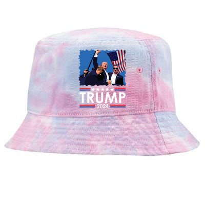 Trump Fist Pump Shot At Trump 2024 Trump Survives Rally Tie-Dyed Bucket Hat