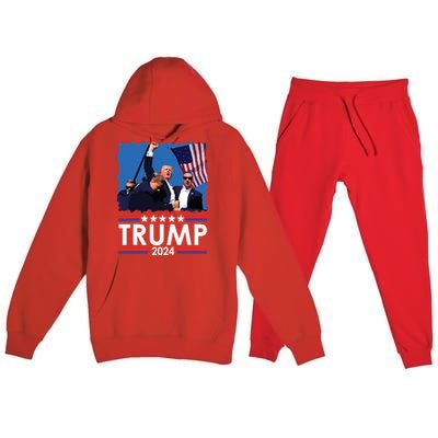 Trump Fist Pump Shot At Trump 2024 Trump Survives Rally Premium Hooded Sweatsuit Set