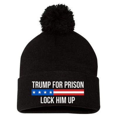 Trump For Prison Lock Him Up Pom Pom 12in Knit Beanie