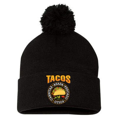 Tacos Fiesta Print Pom Pom 12in Knit Beanie