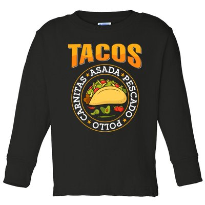 Tacos Fiesta Print Toddler Long Sleeve Shirt