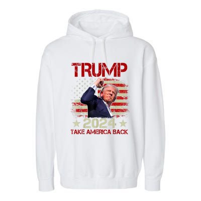 Trump Fist Pump Shot At Trump 2024 Trump Survives Rally Garment-Dyed Fleece Hoodie