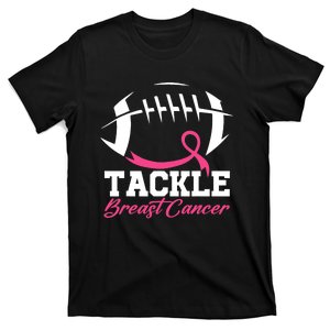 Tackle Football Pink Ribbon Breast Cancer Awareness T-Shirt