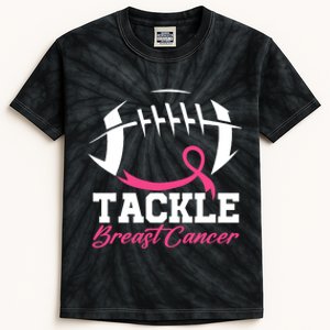 Tackle Football Pink Ribbon Breast Cancer Awareness Kids Tie-Dye T-Shirt