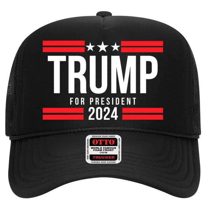 Trump For President 2024 Jd Vance For Vp Trump Vance 2024 Make America Great Aga High Crown Mesh Back Trucker Hat