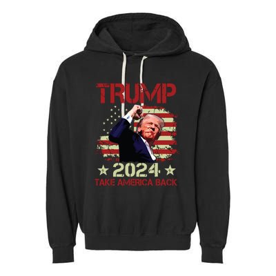 Trump Fist Pump Shot At Trump 2024 Trump Survives Rally Garment-Dyed Fleece Hoodie