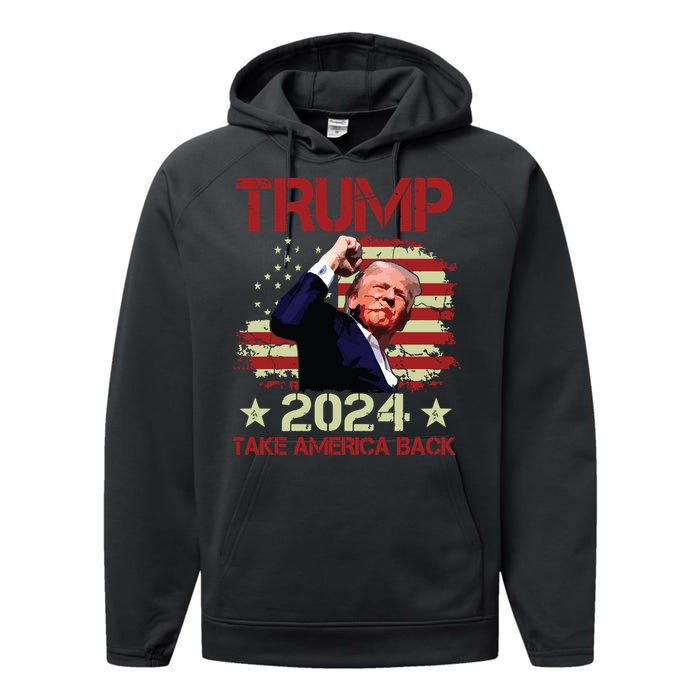 Trump Fist Pump Shot At Trump 2024 Trump Survives Rally Performance Fleece Hoodie