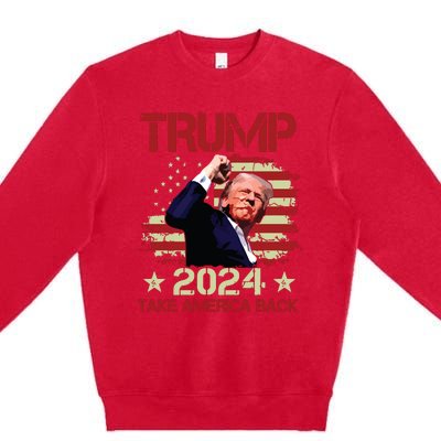 Trump Fist Pump Shot At Trump 2024 Trump Survives Rally Premium Crewneck Sweatshirt