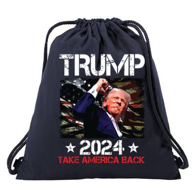 Trump Fist Pump Shot At Trump 2024 Trump Survives Rally Drawstring Bag