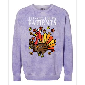 Thankful For Patients Turkey Nurse Thanksgiving Scrub Cool Gift Colorblast Crewneck Sweatshirt