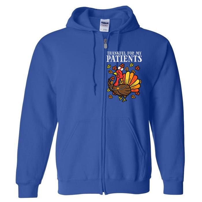 Thankful For Patients Turkey Nurse Thanksgiving Scrub Cool Gift Full Zip Hoodie