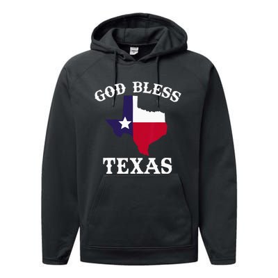 Texas Flag Patriotic Texan Pride God Bless Texas Performance Fleece Hoodie