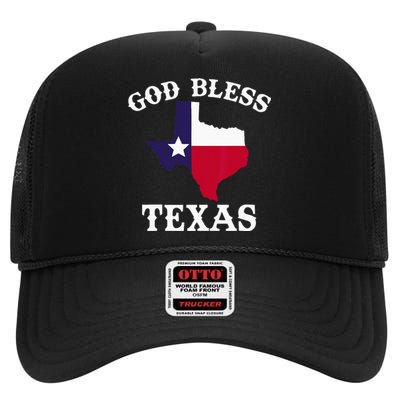 Texas Flag Patriotic Texan Pride God Bless Texas High Crown Mesh Back Trucker Hat