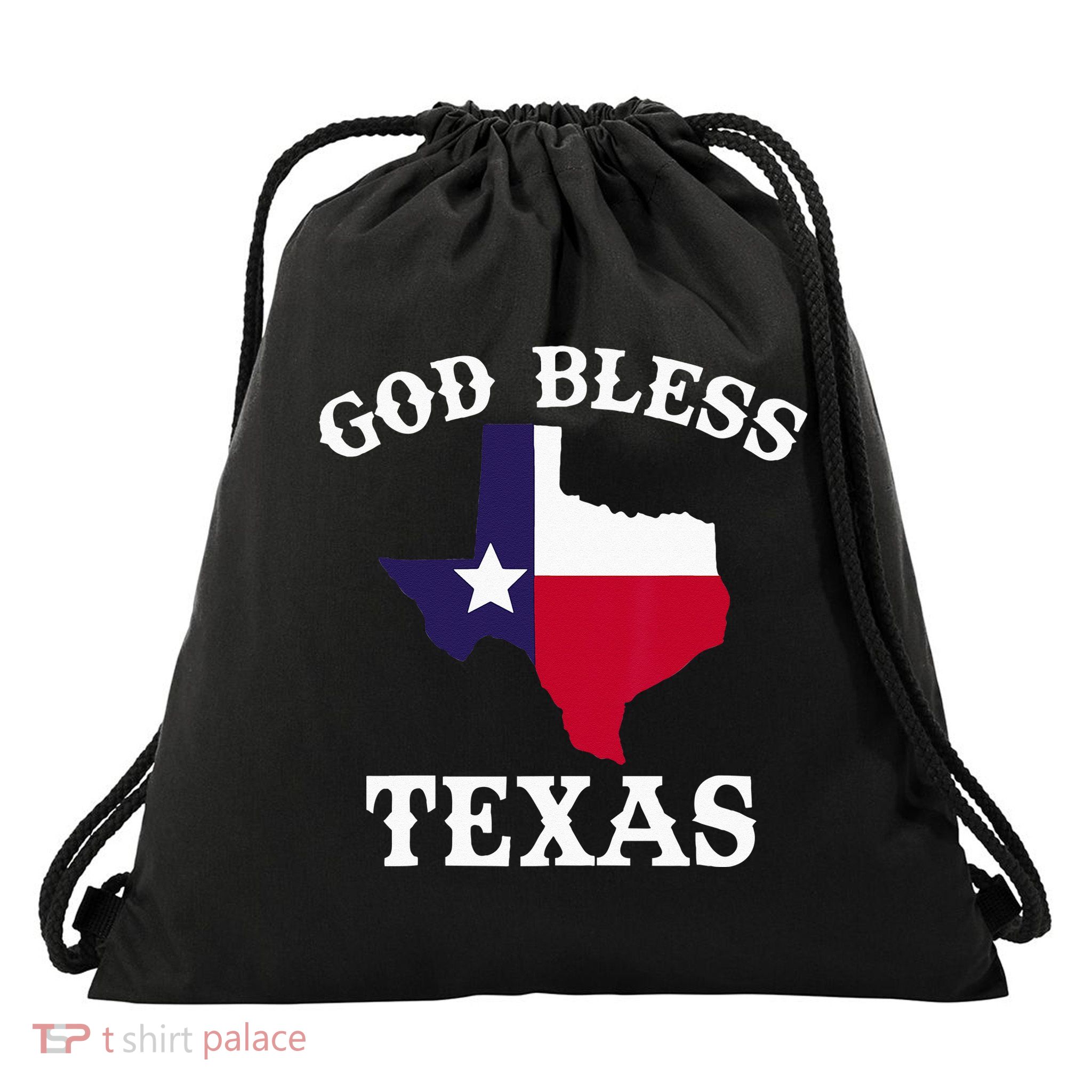 Texas Flag Patriotic Texan Pride God Bless Texas Drawstring Bag