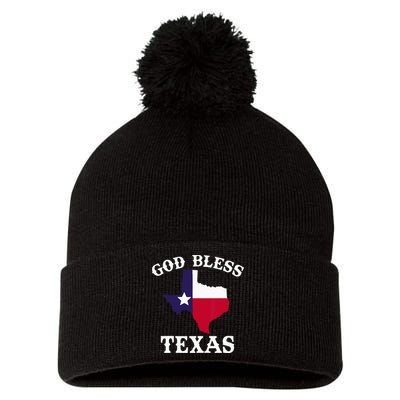 Texas Flag Patriotic Texan Pride God Bless Texas Pom Pom 12in Knit Beanie
