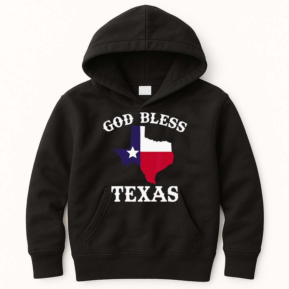 Texas Flag Patriotic Texan Pride God Bless Texas Kids Hoodie