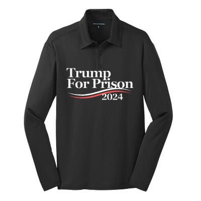 Trump For Prison 2024 Silk Touch Performance Long Sleeve Polo