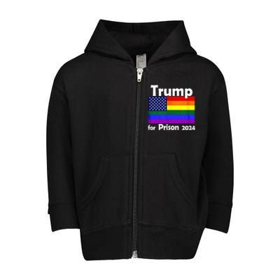 Trump For Prison 2024 Toddler Zip Fleece Hoodie