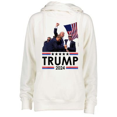 Trump Fist Pump Shot At Trump 2024 Trump Survives Rally Womens Funnel Neck Pullover Hood