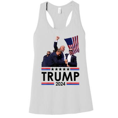 Trump Fist Pump Shot At Trump 2024 Trump Survives Rally Women's Racerback Tank