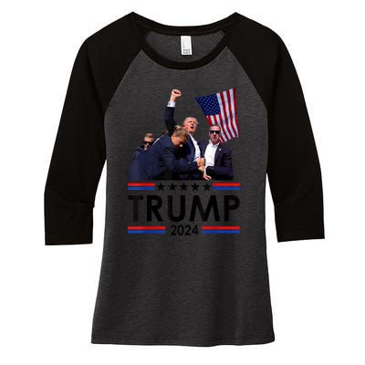 Trump Fist Pump Shot At Trump 2024 Trump Survives Rally Women's Tri-Blend 3/4-Sleeve Raglan Shirt