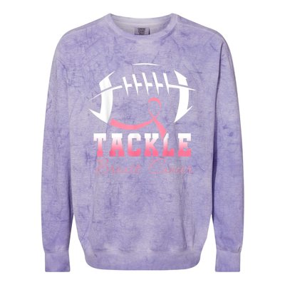 Tackle Football Pink Ribbon Breast Cancer Awareness Colorblast Crewneck Sweatshirt