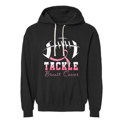 Tackle Football Pink Ribbon Breast Cancer Awareness Garment-Dyed Fleece Hoodie