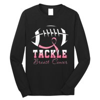 Tackle Football Pink Ribbon Breast Cancer Awareness Long Sleeve Shirt