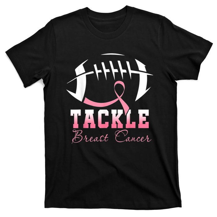 Tackle Football Pink Ribbon Breast Cancer Awareness T-Shirt