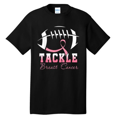 Tackle Football Pink Ribbon Breast Cancer Awareness Tall T-Shirt