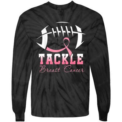 Tackle Football Pink Ribbon Breast Cancer Awareness Tie-Dye Long Sleeve Shirt