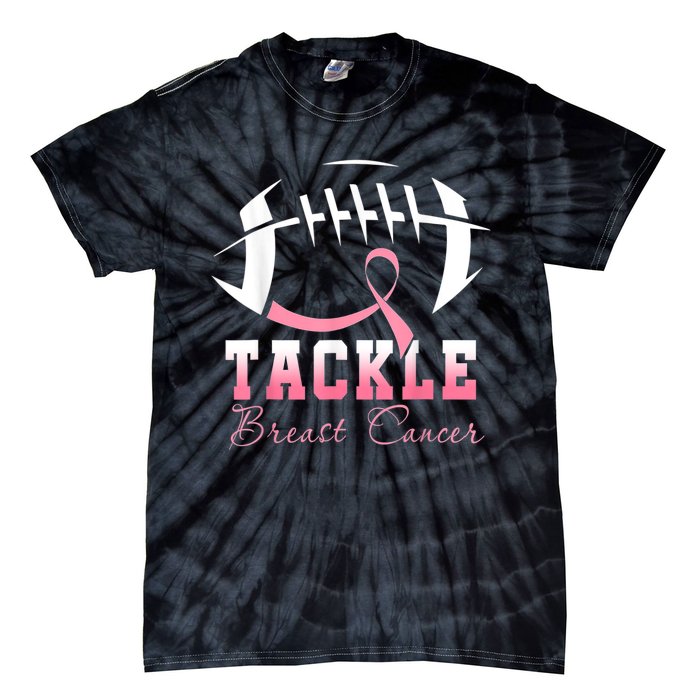 Tackle Football Pink Ribbon Breast Cancer Awareness Tie-Dye T-Shirt