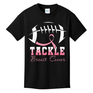 Tackle Football Pink Ribbon Breast Cancer Awareness Kids T-Shirt