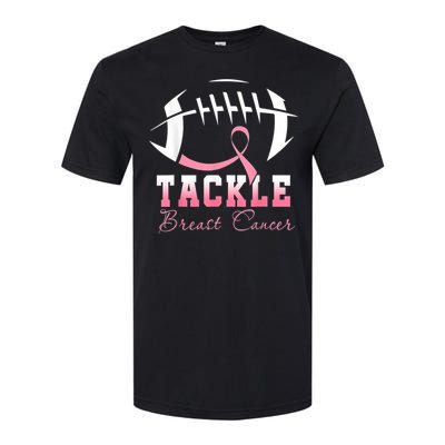 Tackle Football Pink Ribbon Breast Cancer Awareness Softstyle CVC T-Shirt