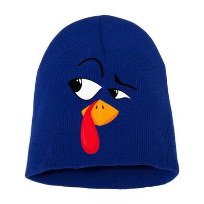 Turkey Face Pilgrim Funny Thanksgiving Costume Short Acrylic Beanie