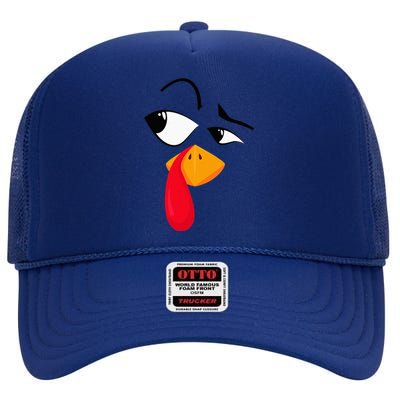 Turkey Face Pilgrim Funny Thanksgiving Costume High Crown Mesh Back Trucker Hat