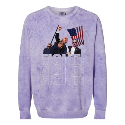 Trump Fist Pumped Fight Pray For Trump America Colorblast Crewneck Sweatshirt