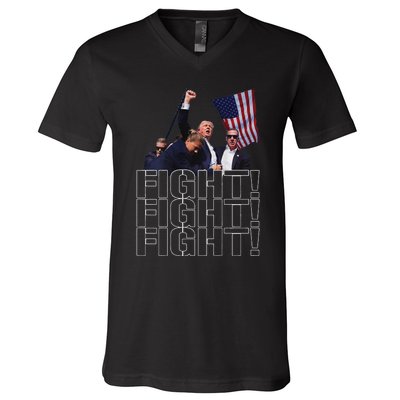 Trump Fist Pumped Fight Pray For Trump America V-Neck T-Shirt