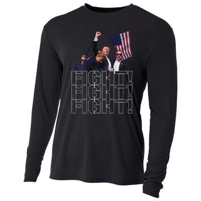 Trump Fist Pumped Fight Pray For Trump America Cooling Performance Long Sleeve Crew