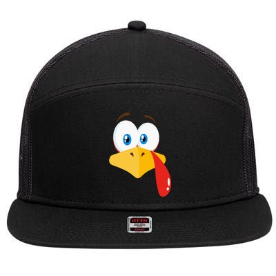 Turkey Face Pilgrim Thanksgiving Costume 7 Panel Mesh Trucker Snapback Hat