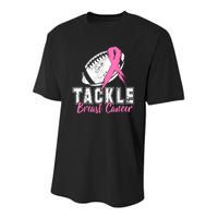 Tackle Football Pink Ribbon Breast Cancer Awareness Youth Performance Sprint T-Shirt