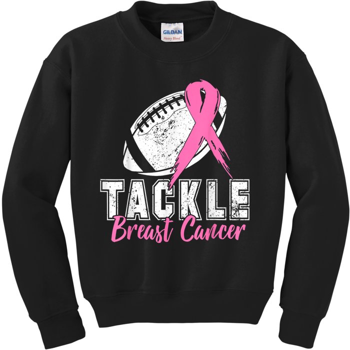 Tackle Football Pink Ribbon Breast Cancer Awareness Kids Sweatshirt