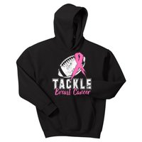 Tackle Football Pink Ribbon Breast Cancer Awareness Kids Hoodie