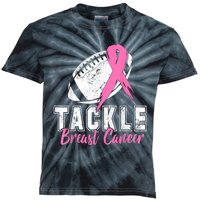 Tackle Football Pink Ribbon Breast Cancer Awareness Kids Tie-Dye T-Shirt