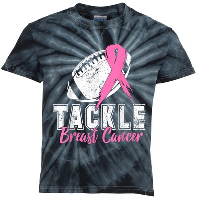 Tackle Football Pink Ribbon Breast Cancer Awareness Kids Tie-Dye T-Shirt