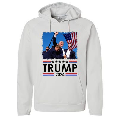 Trump Fist Pump Shot At Trump 2024 Trump Survives Rally Performance Fleece Hoodie