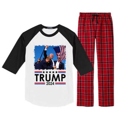 Trump Fist Pump Shot At Trump 2024 Trump Survives Rally Raglan Sleeve Pajama Set