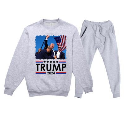 Trump Fist Pump Shot At Trump 2024 Trump Survives Rally Premium Crewneck Sweatsuit Set