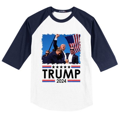 Trump Fist Pump Shot At Trump 2024 Trump Survives Rally Baseball Sleeve Shirt