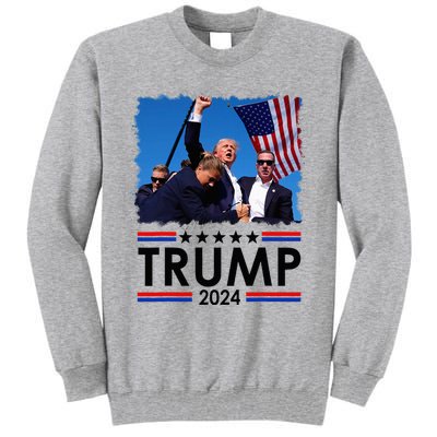 Trump Fist Pump Shot At Trump 2024 Trump Survives Rally Tall Sweatshirt